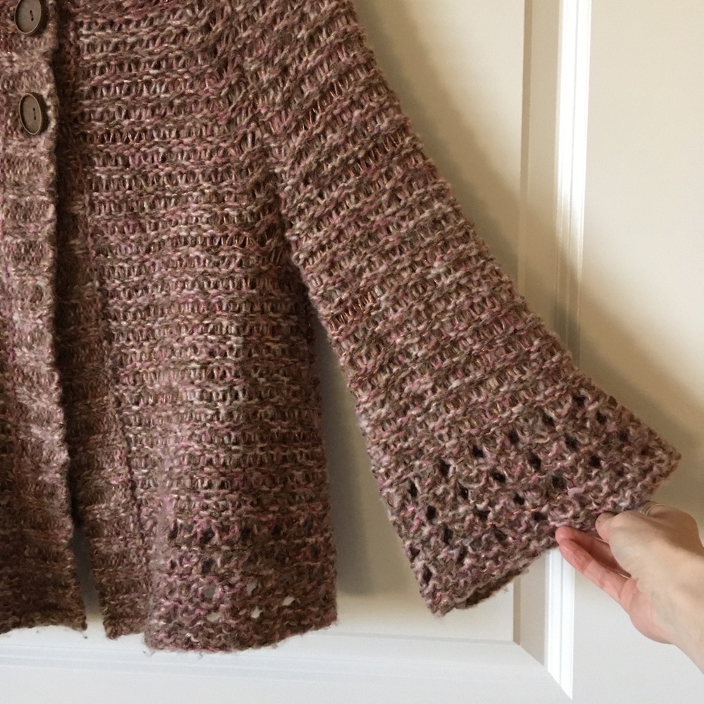 Free People // metallic soft wool blend bell cardigan poncho L - Picture 5 of 7